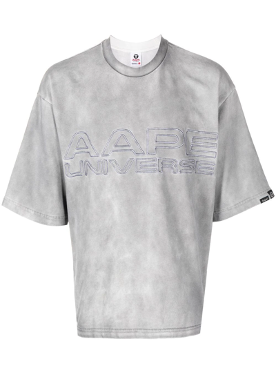 Shop Aape By A Bathing Ape Embossed Logo T-shirt In Grey