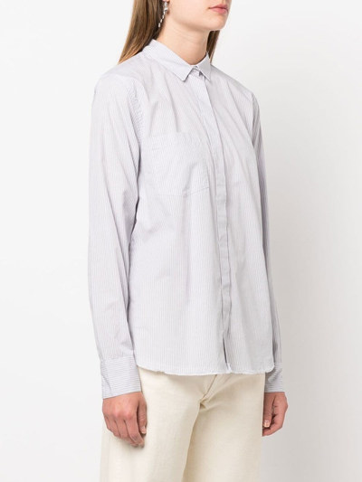 Shop Kristensen Du Nord Striped Cotton Shirt In Grey