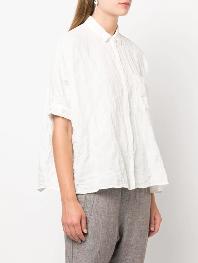 Shop Kristensen Du Nord Short Sleeve Silk Shirt In Neutrals