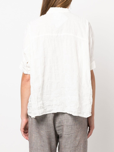 Shop Kristensen Du Nord Short Sleeve Silk Shirt In Neutrals