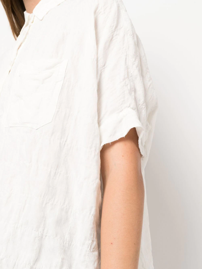 Shop Kristensen Du Nord Short Sleeve Silk Shirt In Neutrals