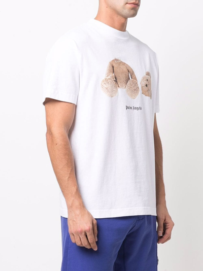 Shop Palm Angels Broken Bear Cotton T-shirt In White