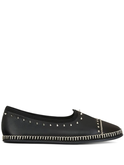 Giuseppe Zanotti Veronica Spiked Velvet Loafer Flats In Black