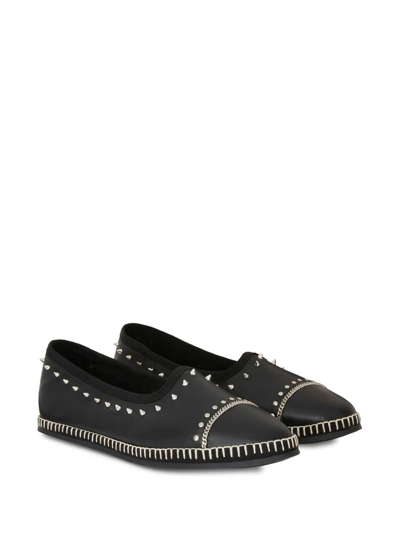 Giuseppe Zanotti Veronica Spiked Velvet Loafer Flats In Black