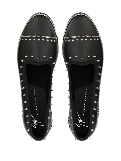 Giuseppe Zanotti Veronica Spiked Velvet Loafer Flats In Black