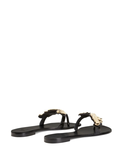 Shop Giuseppe Zanotti Cruel Flat Leather Flip-flops In Black