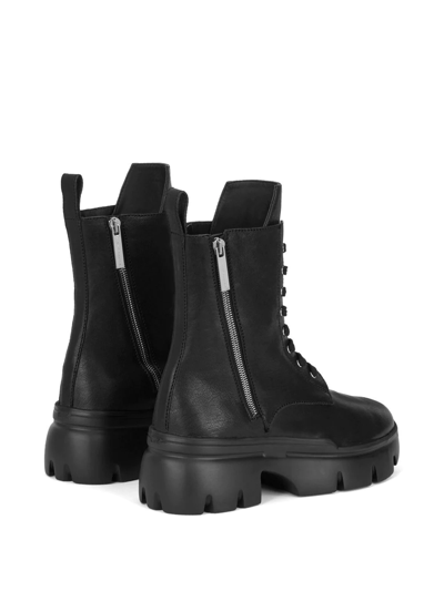 Shop Giuseppe Zanotti Apocalypse Leather Cargo Boots In Black
