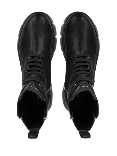 Shop Giuseppe Zanotti Apocalypse Leather Cargo Boots In Black