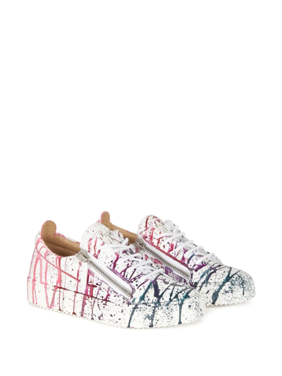 Shop Giuseppe Zanotti Gail Paint-splatter Low-top Sneakers In White