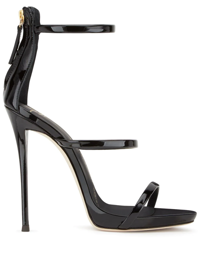 Shop Giuseppe Zanotti Harmony Velvet Heeled Sandals In Black