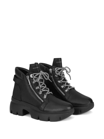 Giuseppe Zanotti Women's Apocalypse 20 Lug Sole Double Zip Platform Hiking Boots In Black