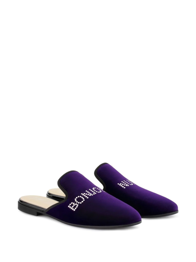 Giuseppe Zanotti Bonjour Nuit Velvet Loafers In Purple