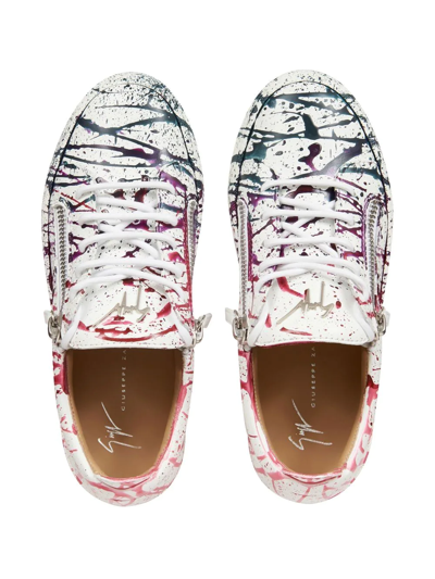 Shop Giuseppe Zanotti Gail Paint-splatter Low-top Sneakers In White