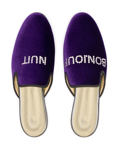 Giuseppe Zanotti Bonjour Nuit Velvet Loafers In Purple
