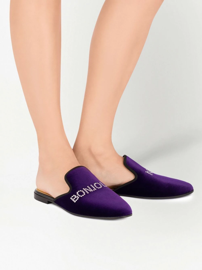 Giuseppe Zanotti Bonjour Nuit Velvet Loafers In Purple