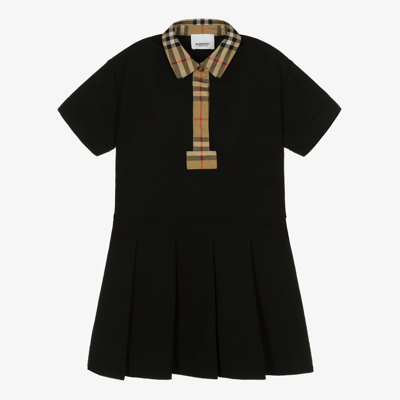 Shop Burberry Girls Black Vintage Check Polo Dress