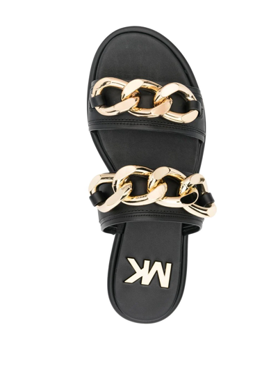 Shop Michael Michael Kors Scarlett 30mm Chain-link Leather Slides In Black