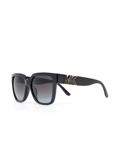 Shop Michael Kors Logo-plaque Square-frame Sunglasses In Black