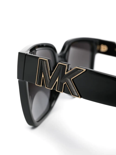 Shop Michael Kors Logo-plaque Square-frame Sunglasses In Black