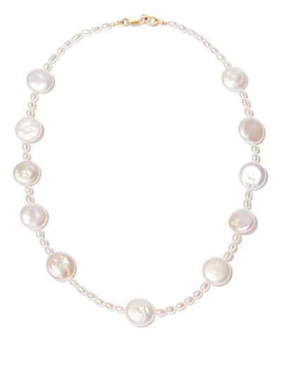 A SINNER IN PEARLS PEARL FLAT BEAD NECKLACE 