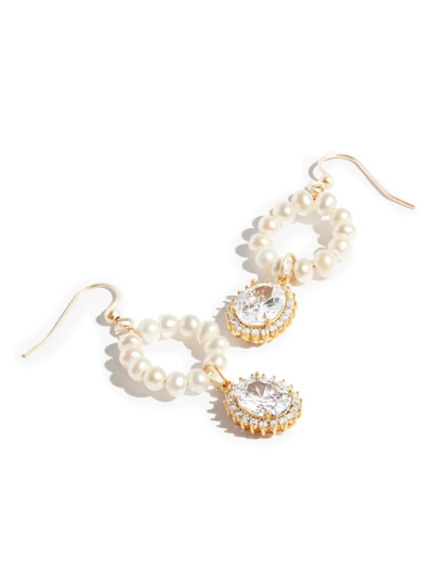 Shop A Sinner In Pearls Pearl Loop Crystal Drop Earrings In White