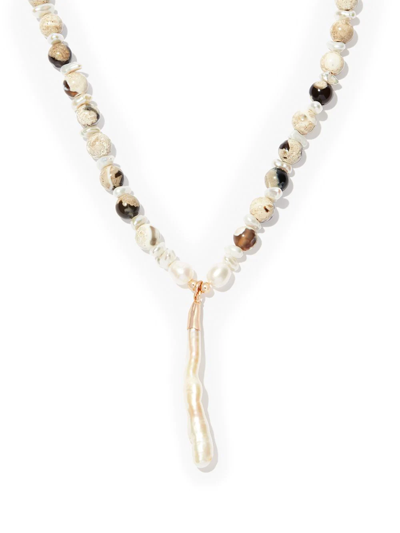 Shop A Sinner In Pearls Pearl-pendant Beaded Necklace In Neutrals