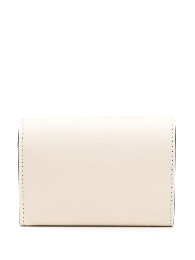 Shop Marni Tri-fold Leather Wallet In Neutrals