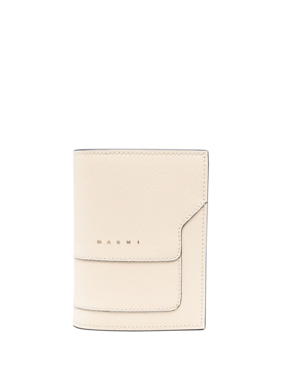 Shop Marni Leather Bi-fold Wallet In Neutrals