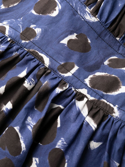 Shop Marni Abstract-print Midi Dress In Blue