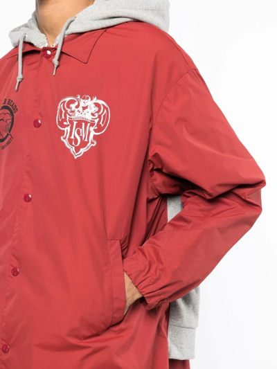 Shop Undercoverism Logo-print Hooded Coat In Red