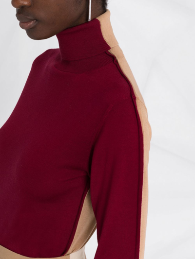 Shop Marni Colour-block Turtleneck Jumper In Red