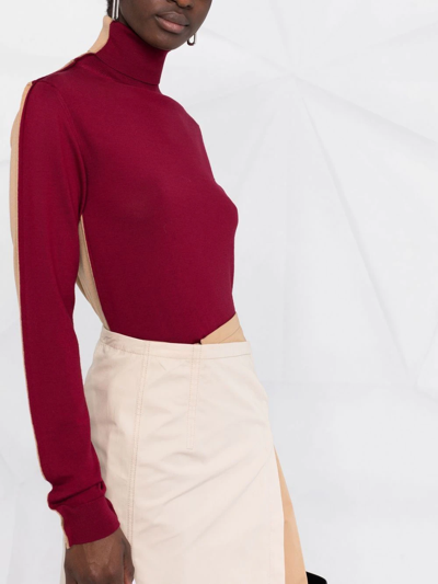 Shop Marni Colour-block Turtleneck Jumper In Red