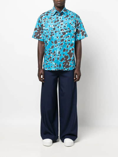 Marni "pocketed Pop Dots" Shirt In Baby Blue