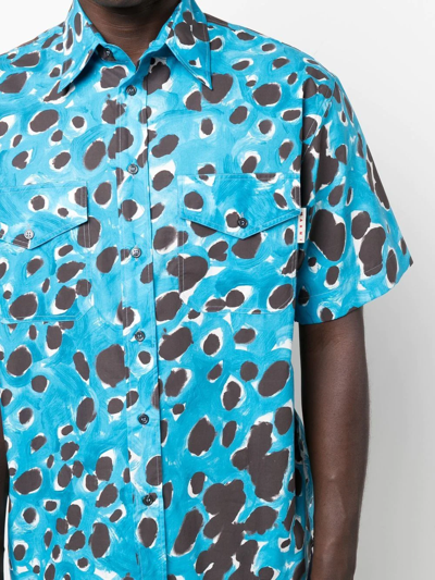 Marni "pocketed Pop Dots" Shirt In Baby Blue