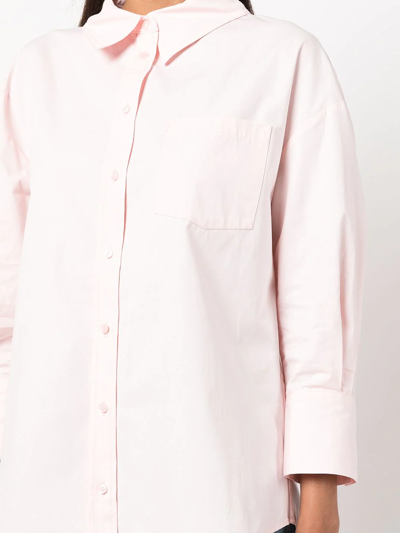 Shop Anine Bing Mika High-low Poplin Shirt In Pink