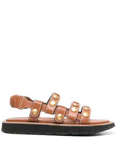 Shop Zimmermann Chunky Studded Sandals In Brown