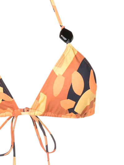 Shop Brigitte Abstract Print Triangle Bikini In Orange