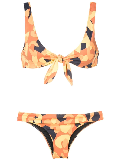 Shop Brigitte Ray Abstract Print Bikini In Orange