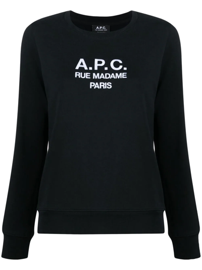 Shop Apc Tina Logo-embroidered Cotton Sweatshirt In Black