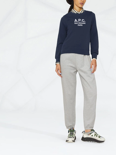 Shop Apc Tina Logo-embroidered Cotton Sweatshirt In Blue