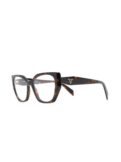 Shop Prada Round-frame Glasses In Brown