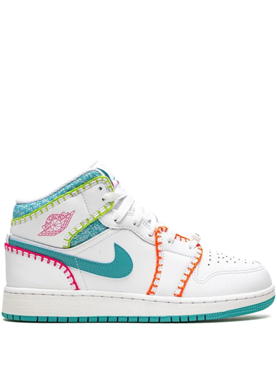 Shop Jordan 1 Mid "multi Knit" Sneakers In White