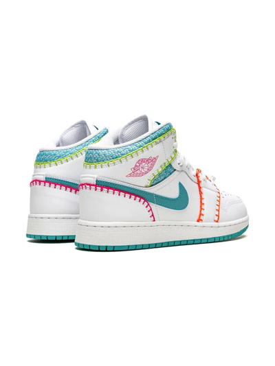 Shop Jordan 1 Mid "multi Knit" Sneakers In White