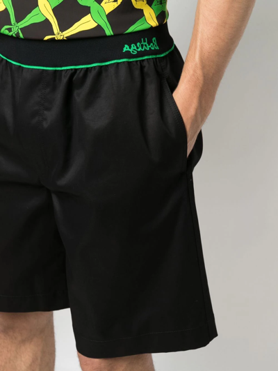 Shop Bottega Veneta Logo-waistband Bermuda Shorts In Black