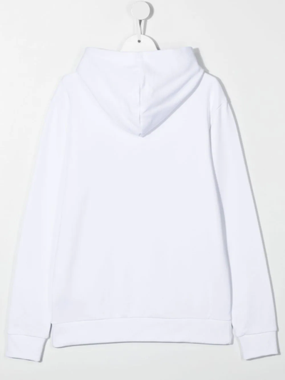 Shop Balmain Teen Logo-print Hoodie In White