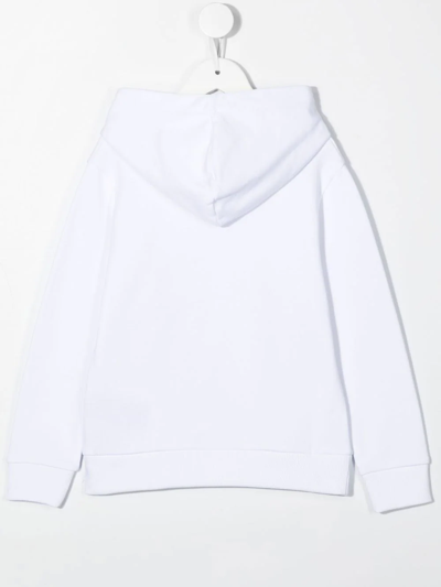Shop Balmain Logo-print Cotton Hoodie In White