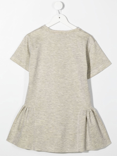 Shop Emilio Pucci Junior Logo-print Short-sleeve Dress In Grey