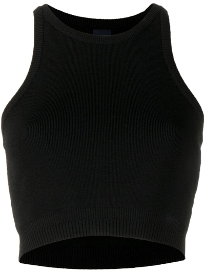Shop Juunj Knitted Cropped Tank Top In Black