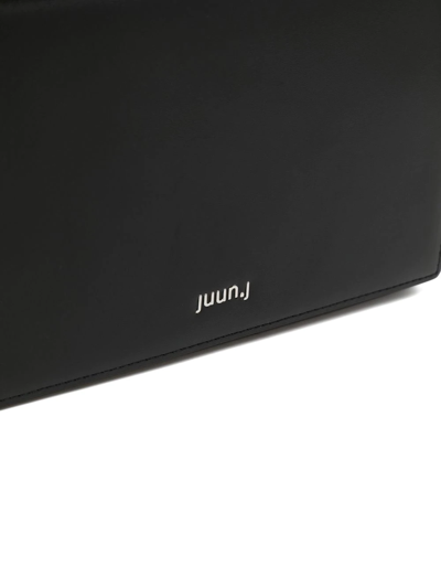 Shop Juunj Cross Square Leather Shoulder Bag In Black