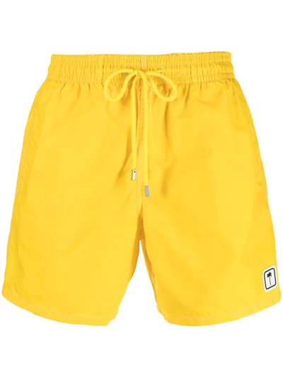 Palm Angels X Vilebrequin Logo-patch Swimming Shorts In Giallo | ModeSens